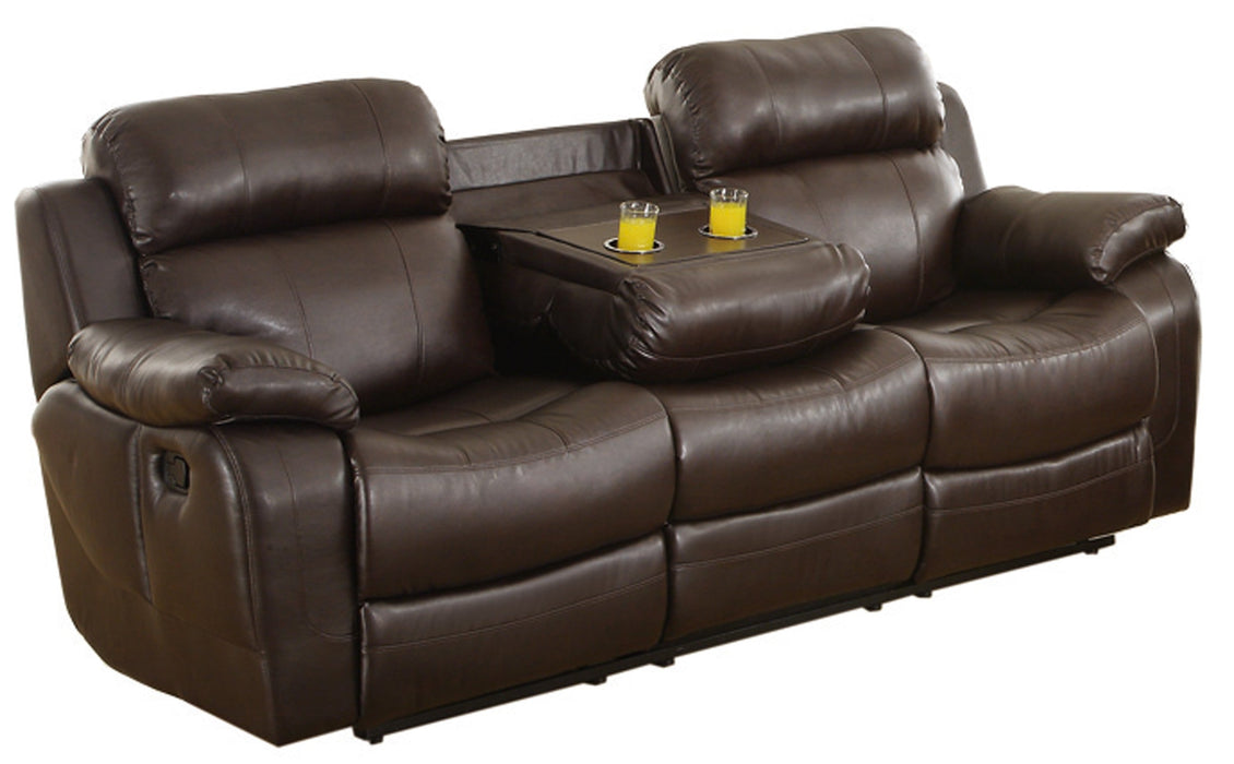 Marille Brown Bonded Leather Reclining Sofa