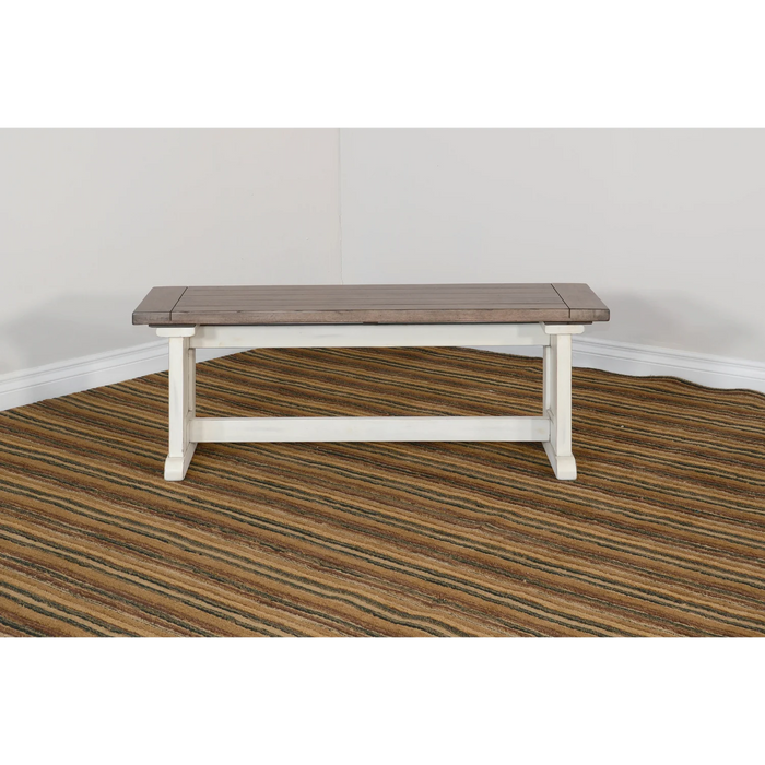 Purity Craft Wood Side Bench Marble White and Buck Skin