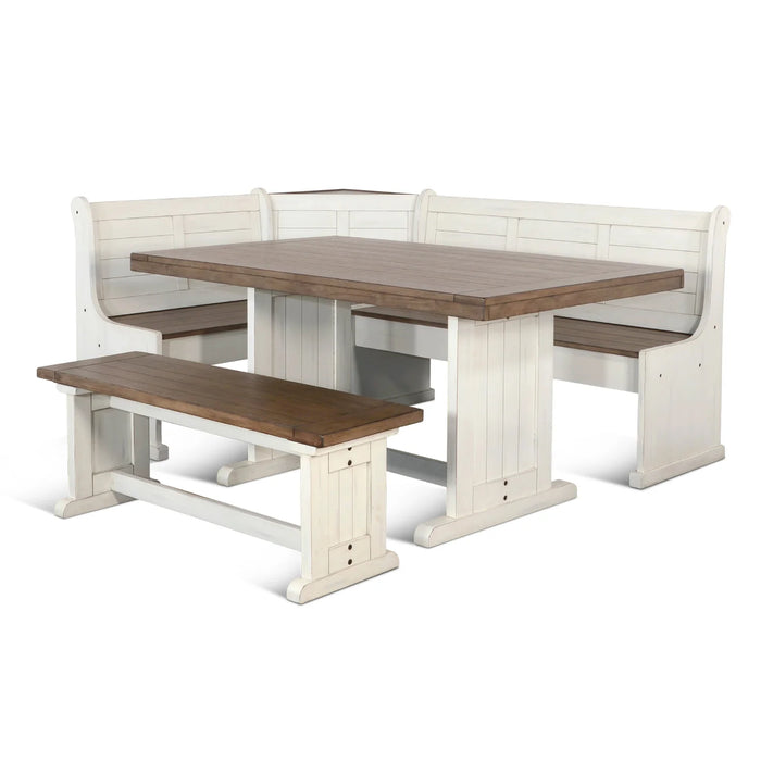 Purity Craft Wood Breakfast Nook Dining Set Marble White and Buck Skin