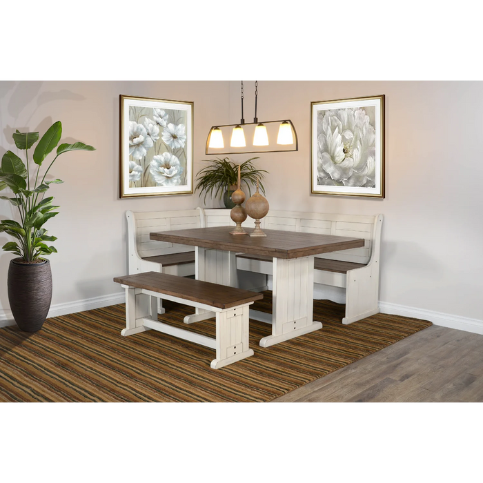 Purity Craft Wood Breakfast Nook Dining Set Marble White and Buck Skin