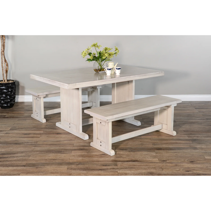 Purity Craft Wood Side Bench Marble White