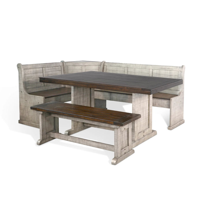 Purity Craft Wood Breakfast Nook Dining Set Tobacco Leaf and Alpine Grey