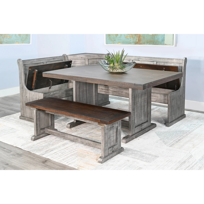 Purity Craft Wood Breakfast Nook Dining Set Tobacco Leaf and Alpine Grey