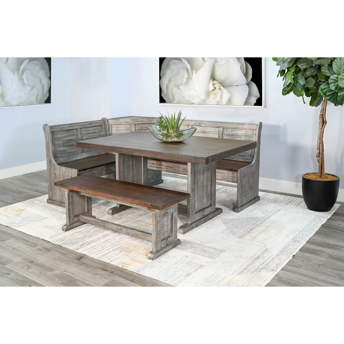 Purity Craft Wood Breakfast Nook Dining Set Tobacco Leaf and Alpine Grey