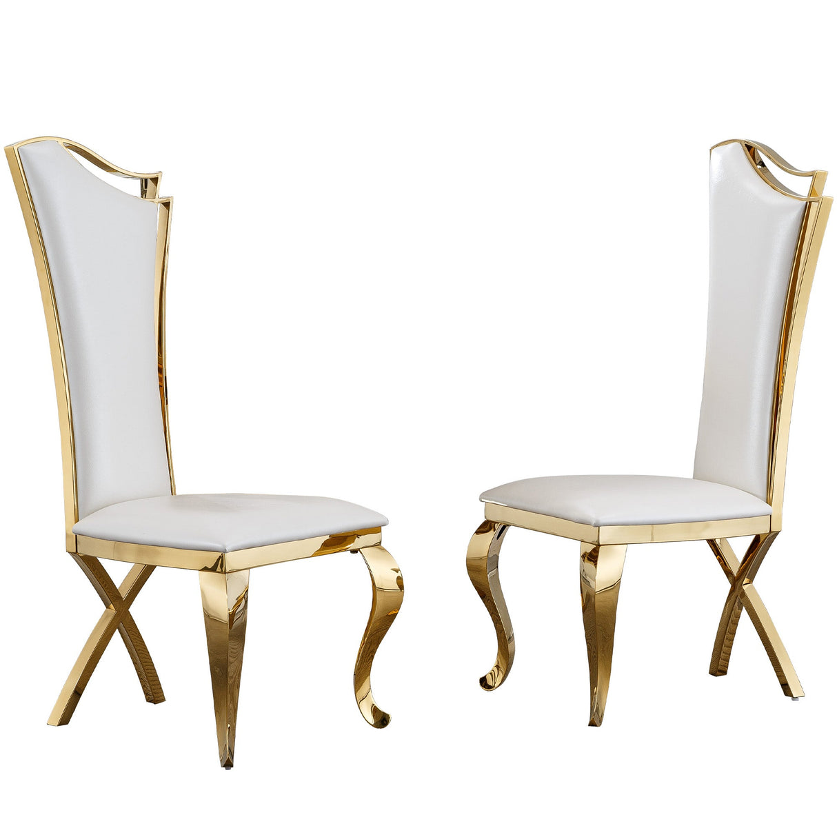 Pearl White & Gold Stainless Steel chairs (includes two chairs)