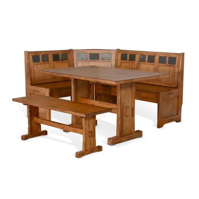 Purity Craft Sedona Breakfast Nook Set with Side Bench Rustic Oak