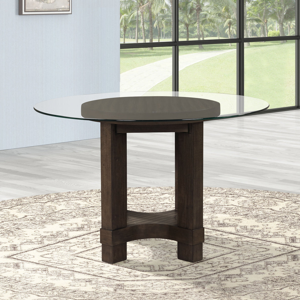 Cityscape - 52' Glass Round Table Top & Base - Dark Brown