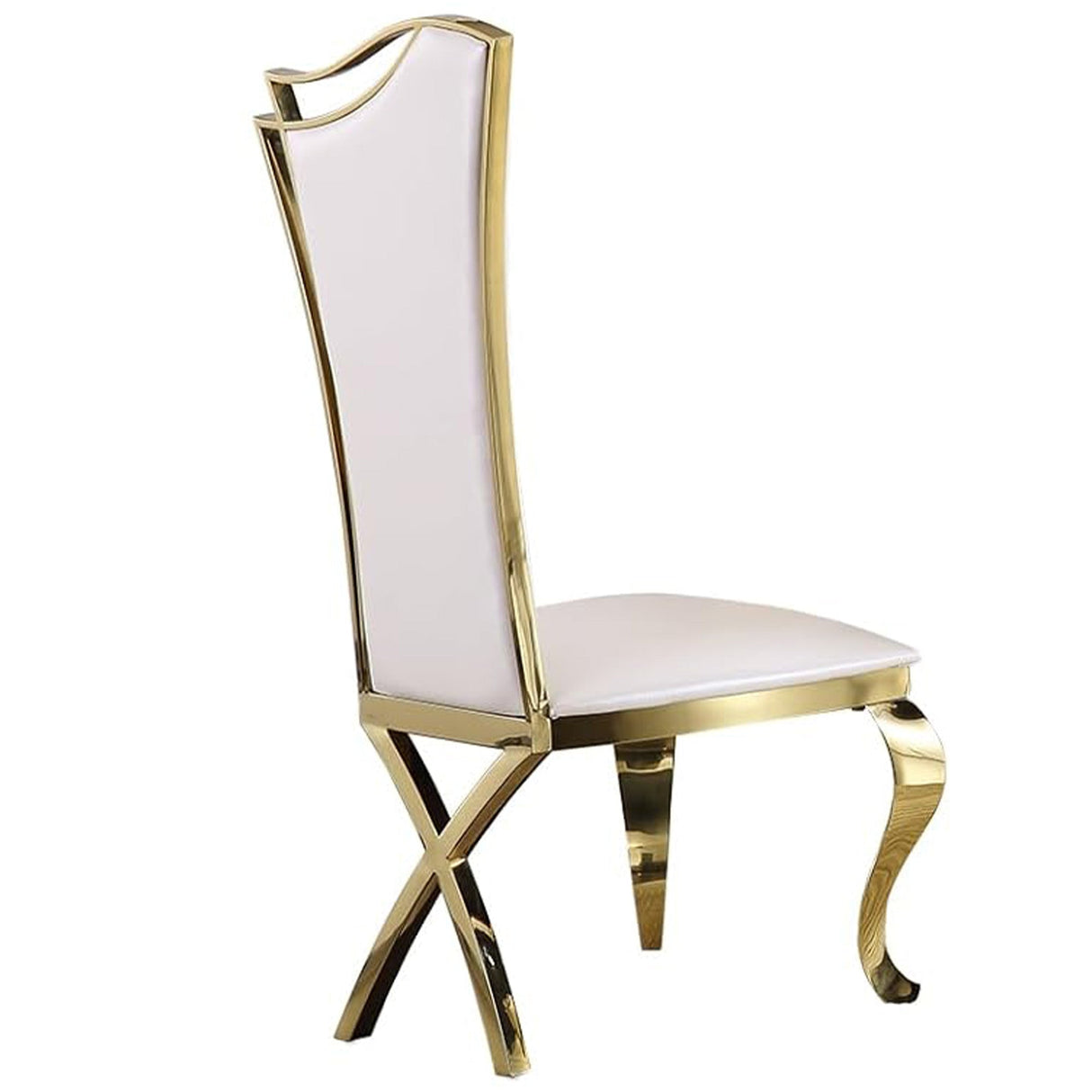 Pearl White & Gold Stainless Steel chairs (includes two chairs)