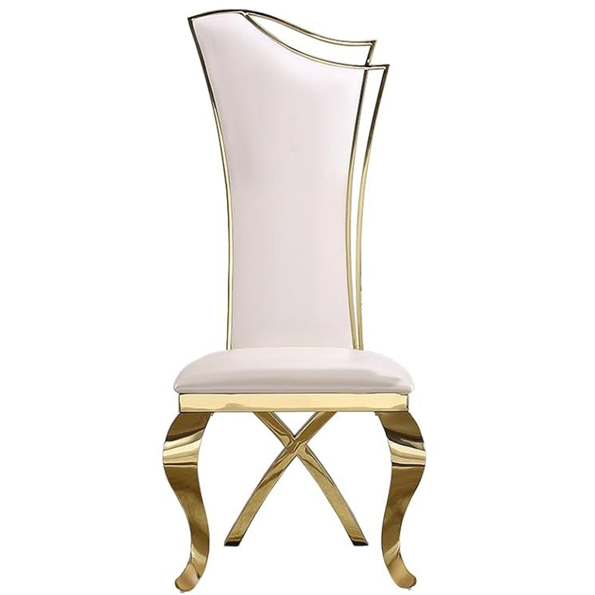 Pearl White & Gold Stainless Steel chairs (includes two chairs)