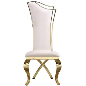 Pearl White & Gold Stainless Steel chairs (includes two chairs)