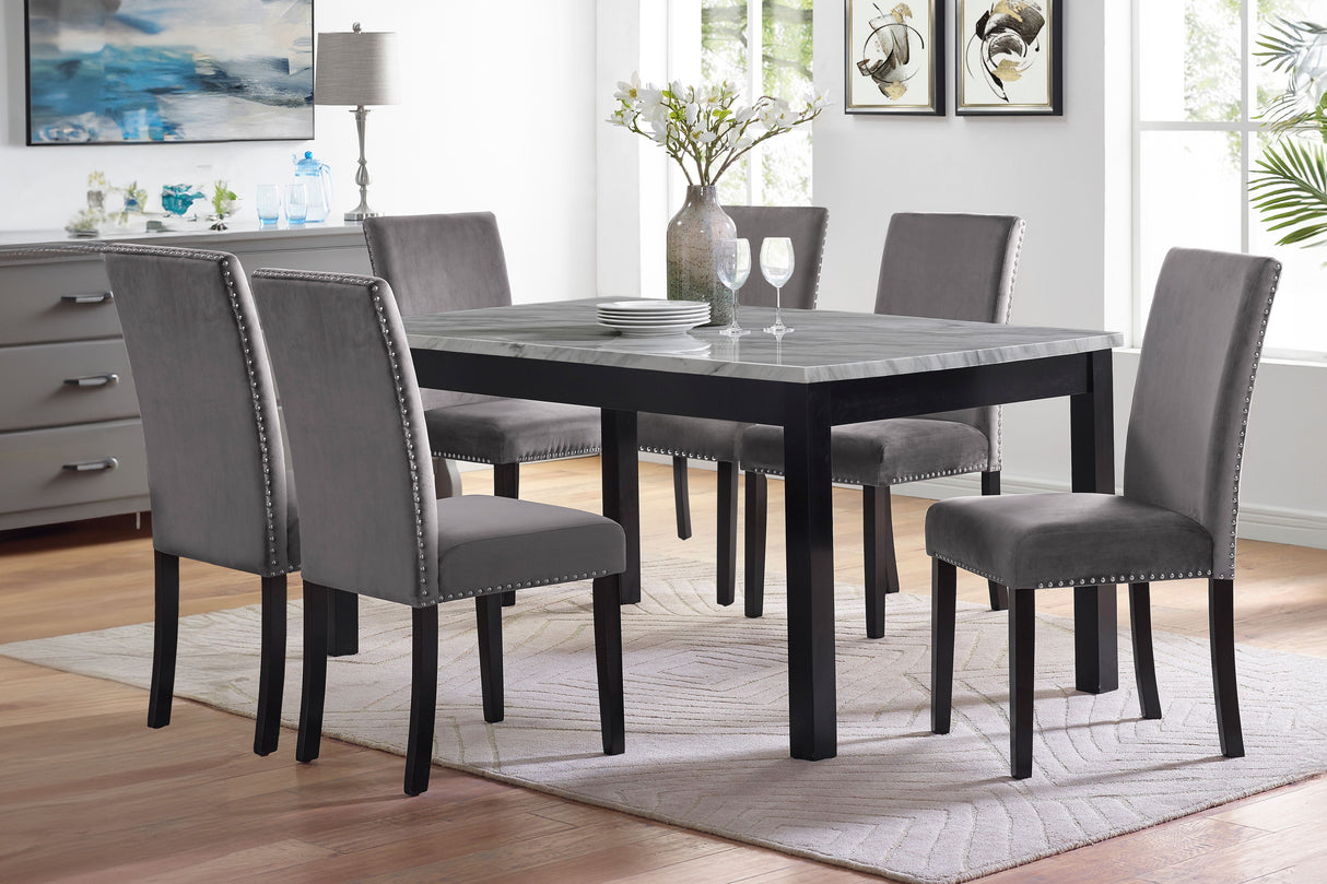 Celeste - 64' Dining Table With 6 Chairs - Gray