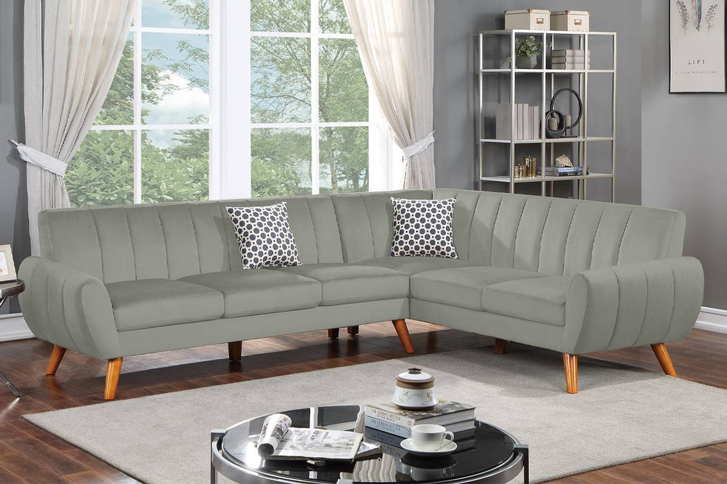 2-Piece Sectional with Accent Pillows - Light Grey