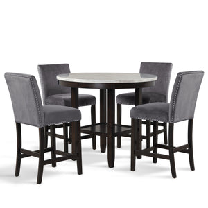 Celeste - Round Counter Table With 4 Chairs - Black / Gray