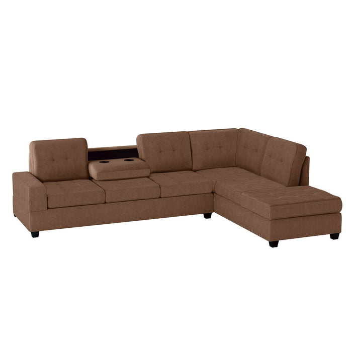 Heights Chocolate Brown  Reversible Sectional with Storage Ottoman