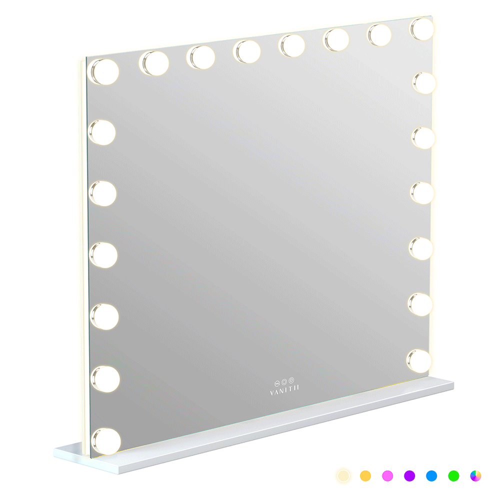 VANITII Mary Hollywood Glow Vanity Mirror with RGB - 18 Dimmable LED Bulbs