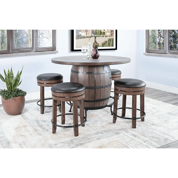 Purity Craft Round Pub Table with Wine Barrel Base Buckskin