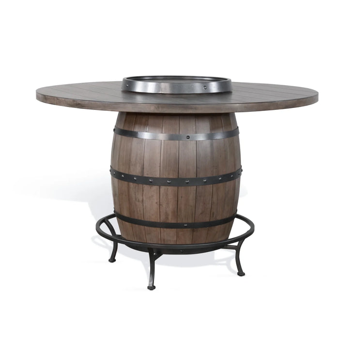 Purity Craft Round Pub Table with Wine Barrel Base Buckskin