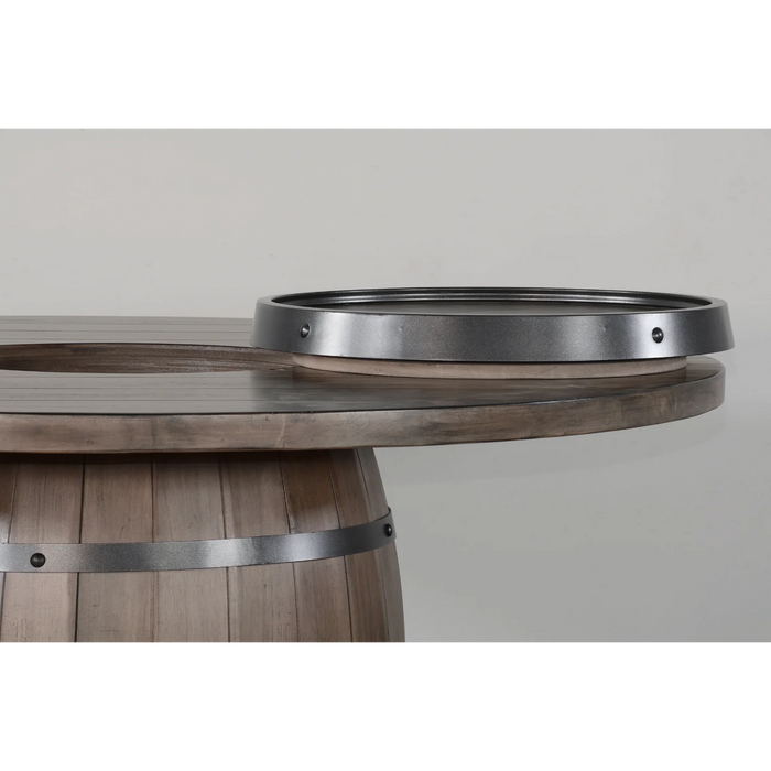 Purity Craft Round Pub Table with Wine Barrel Base Buckskin