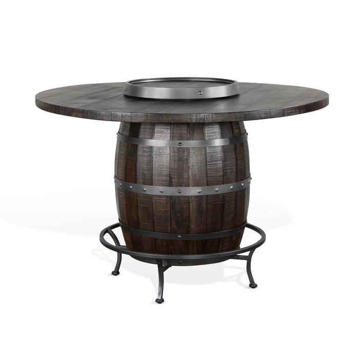 Purity Craft Round Pub Table with Wine Barrel Base Tobacco Leaf