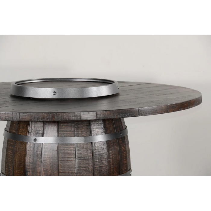 Purity Craft Round Pub Table with Wine Barrel Base Tobacco Leaf