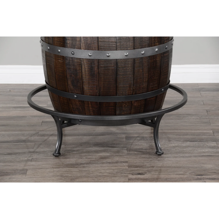 Purity Craft Round Pub Table with Wine Barrel Base Tobacco Leaf