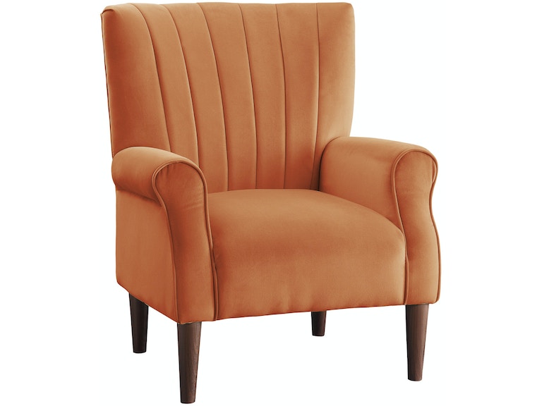 Urielle Orange Velvet Accent Chair