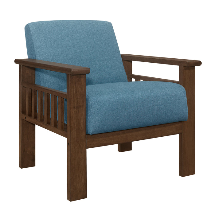 Helena Blue Accent Chair with Storage Arms