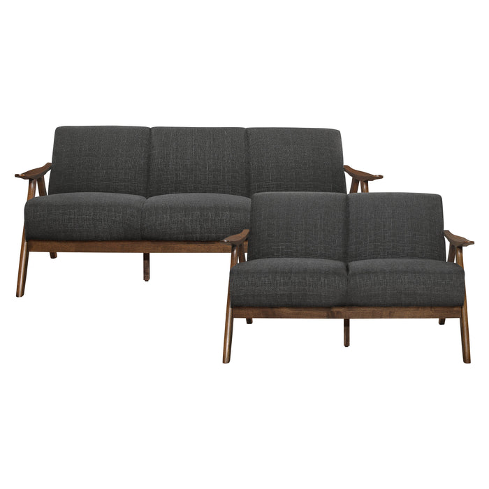 Damala Dark Gray Sofa and Loveseat