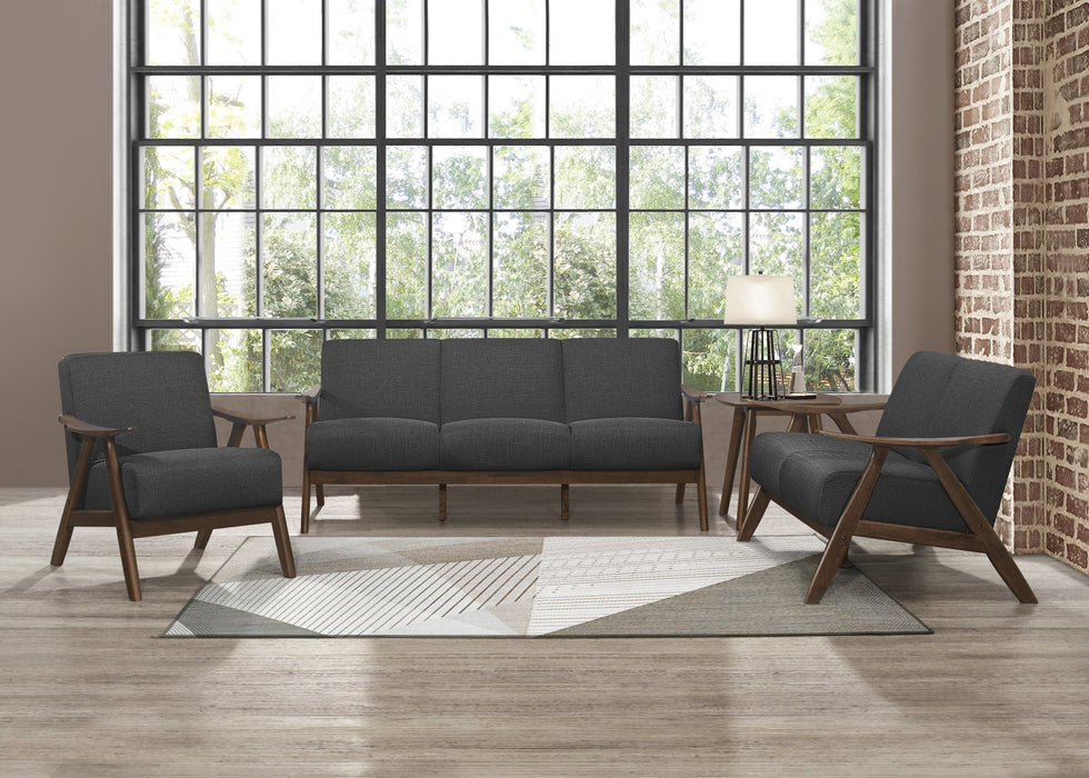 Damala Dark Gray Sofa, Loveseat and Chair