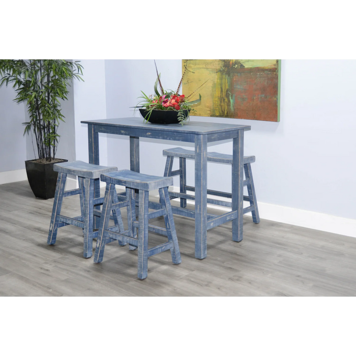 Purity Craft Ocean Blue Counter Bench, Wood Seat Ocean Blue