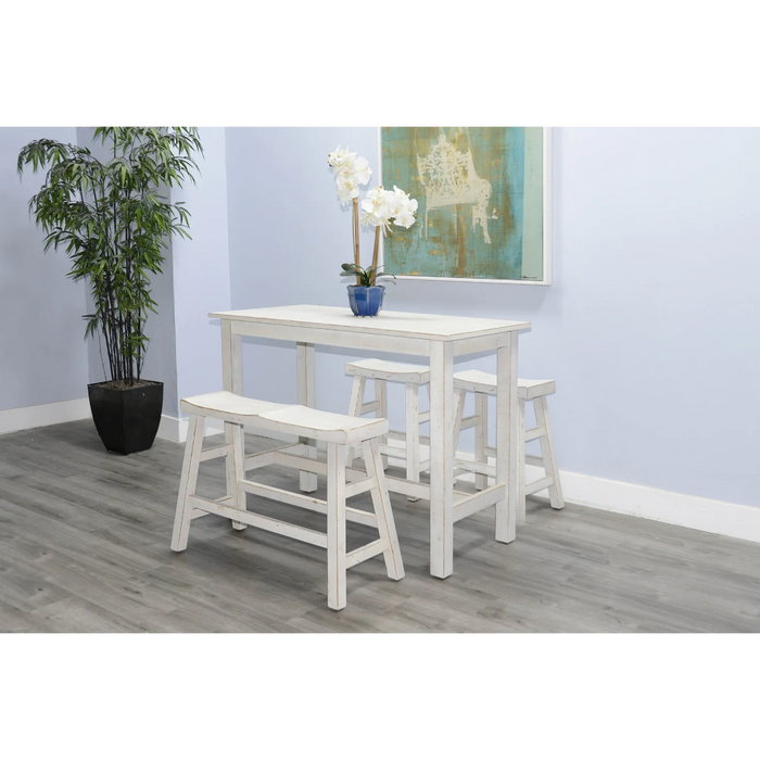 Purity Craft White Sand Counter Bench, Wood Seat White Sand