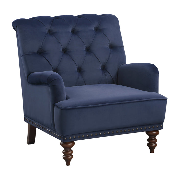 Holland Park Dark Blue Velvet Accent Chair