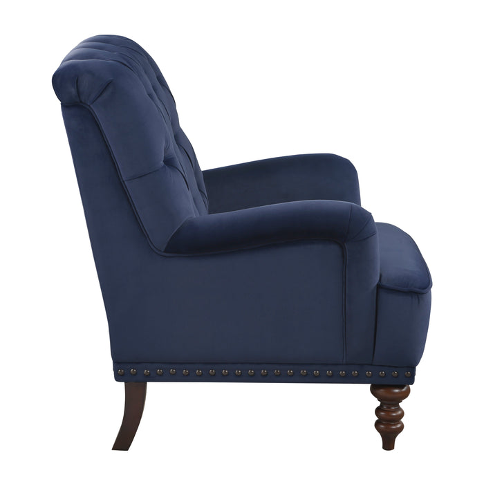 Holland Park Dark Blue Velvet Accent Chair