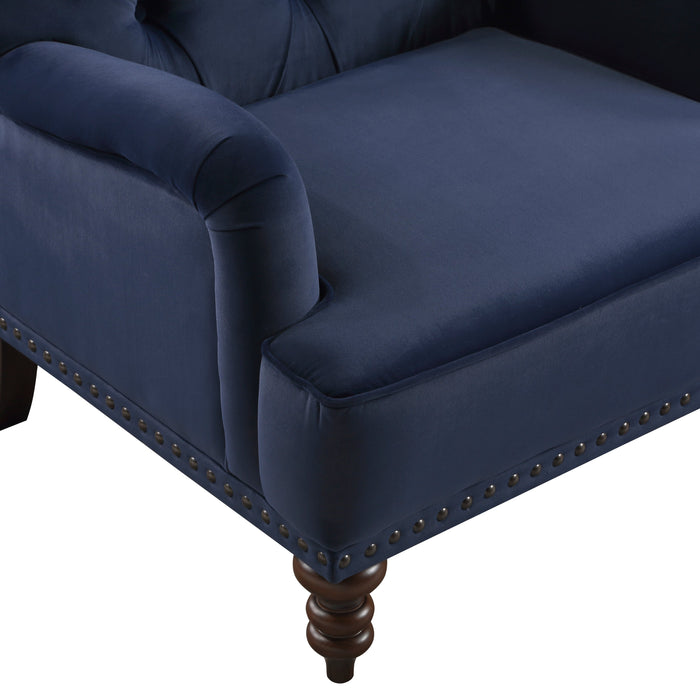 Holland Park Dark Blue Velvet Accent Chair