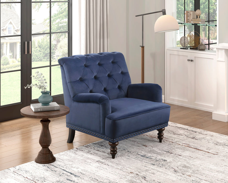 Holland Park Dark Blue Velvet Accent Chair