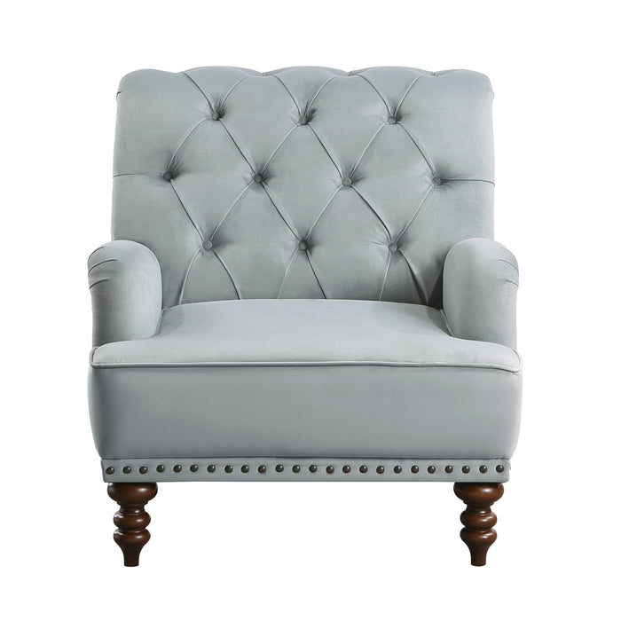 Holland Park Gray Velvet Accent Chair