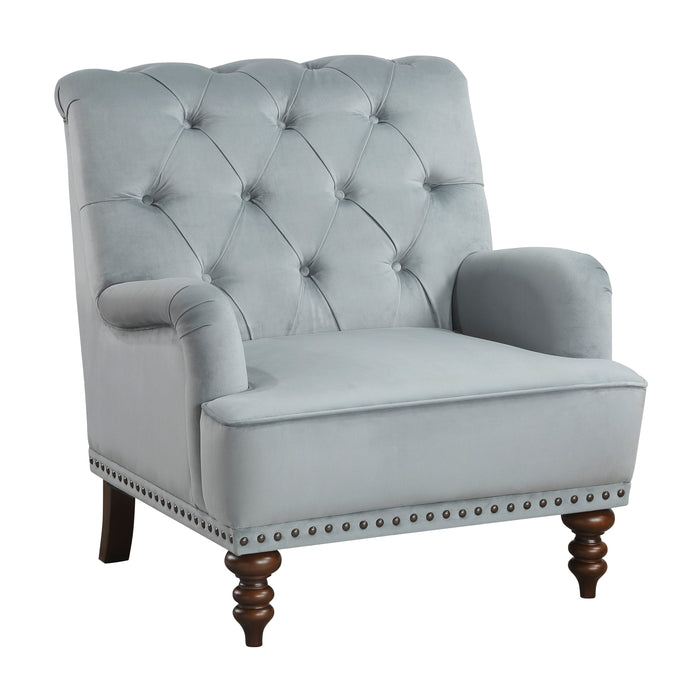 Holland Park Gray Velvet Accent Chair