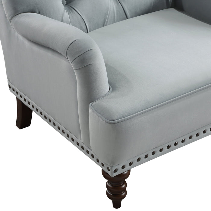 Holland Park Gray Velvet Accent Chair