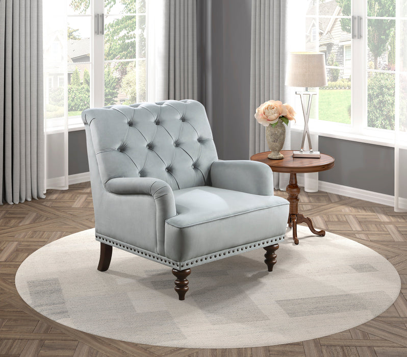 Holland Park Gray Velvet Accent Chair