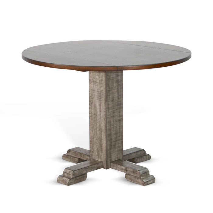 Purity Craft Drop Leaf Round Table Tobacco Leaf and Alpine Grey