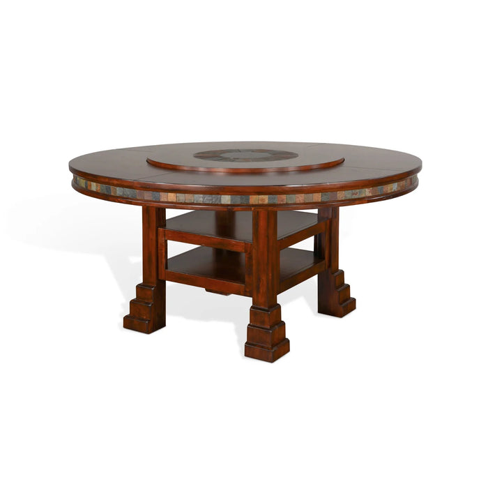 Purity Craft Santa Fe 60'R Table with Lazy Susan Dark Chocolate