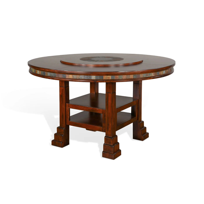 Purity Craft Santa Fe 60'R Table with Lazy Susan Dark Chocolate