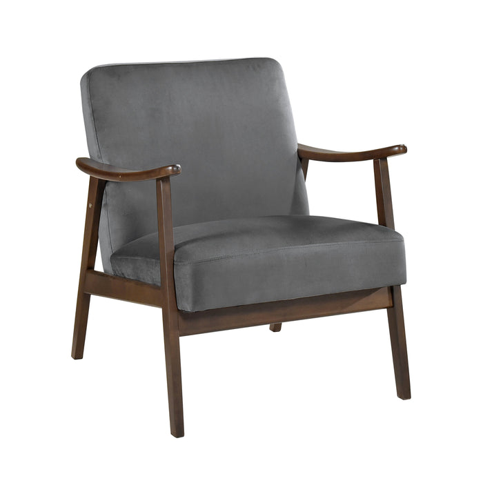 Landers Dark Gray Velvet Accent Chair