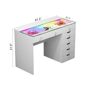 VANITII Diana 8 Drawers Vanity Desk Set with RGB and Full Light