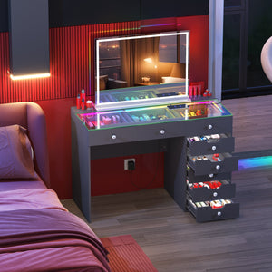 VANITII Diana RGB Vanity Desk with Light - 8 Storage Drawers