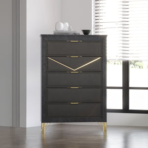 Symmetry - 5 Drawer Chest - Charcoal