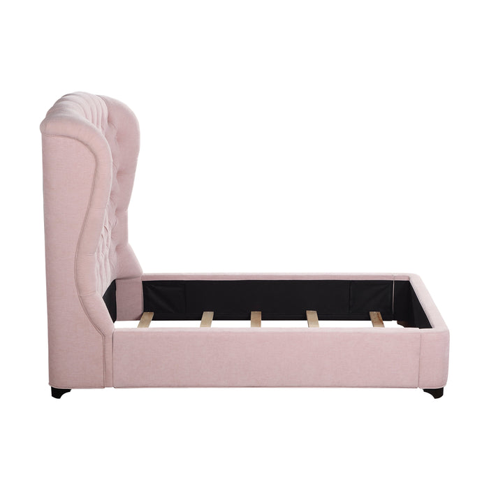 Cameo Pink Twin Upholstered Wingback Bed