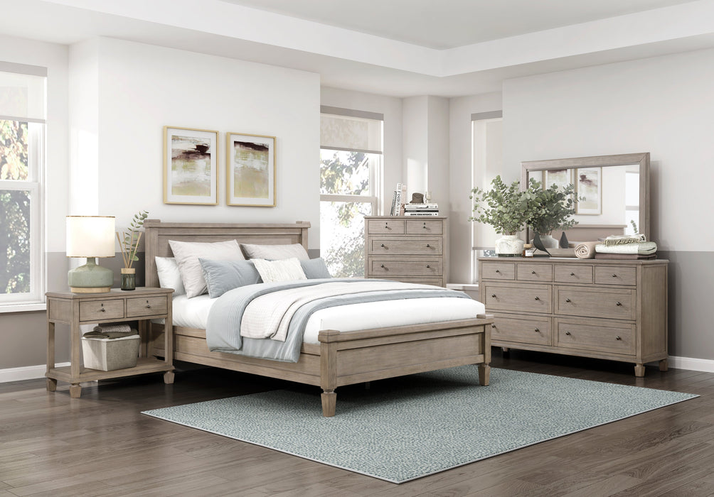 Marceline Gray Oak Queen Canopy Platform Bed