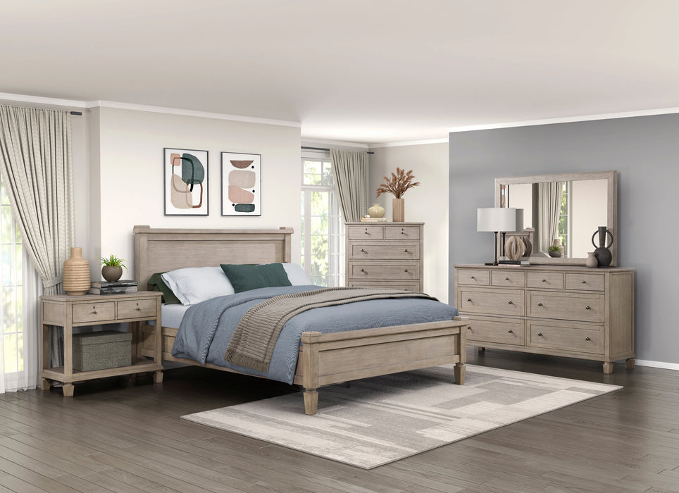 Marceline Gray Oak Queen Canopy Platform Bed