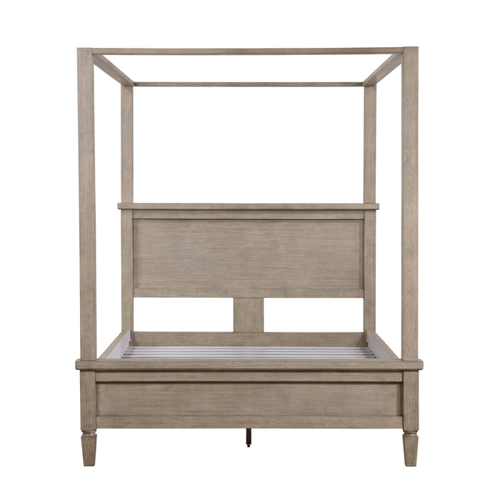 Marceline Gray Oak Queen Canopy Platform Bed